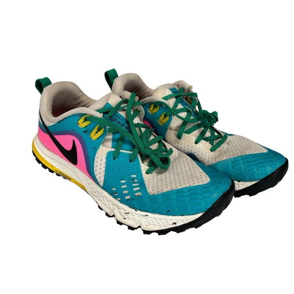 Nike Shoes - Nike Air Zoom Wildhorse 5 Trail Running Shoes Women's 9 Teal Pink Yellow Green